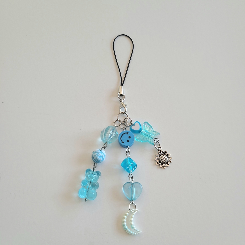 Blue Beaded Keychain Y2k 90s